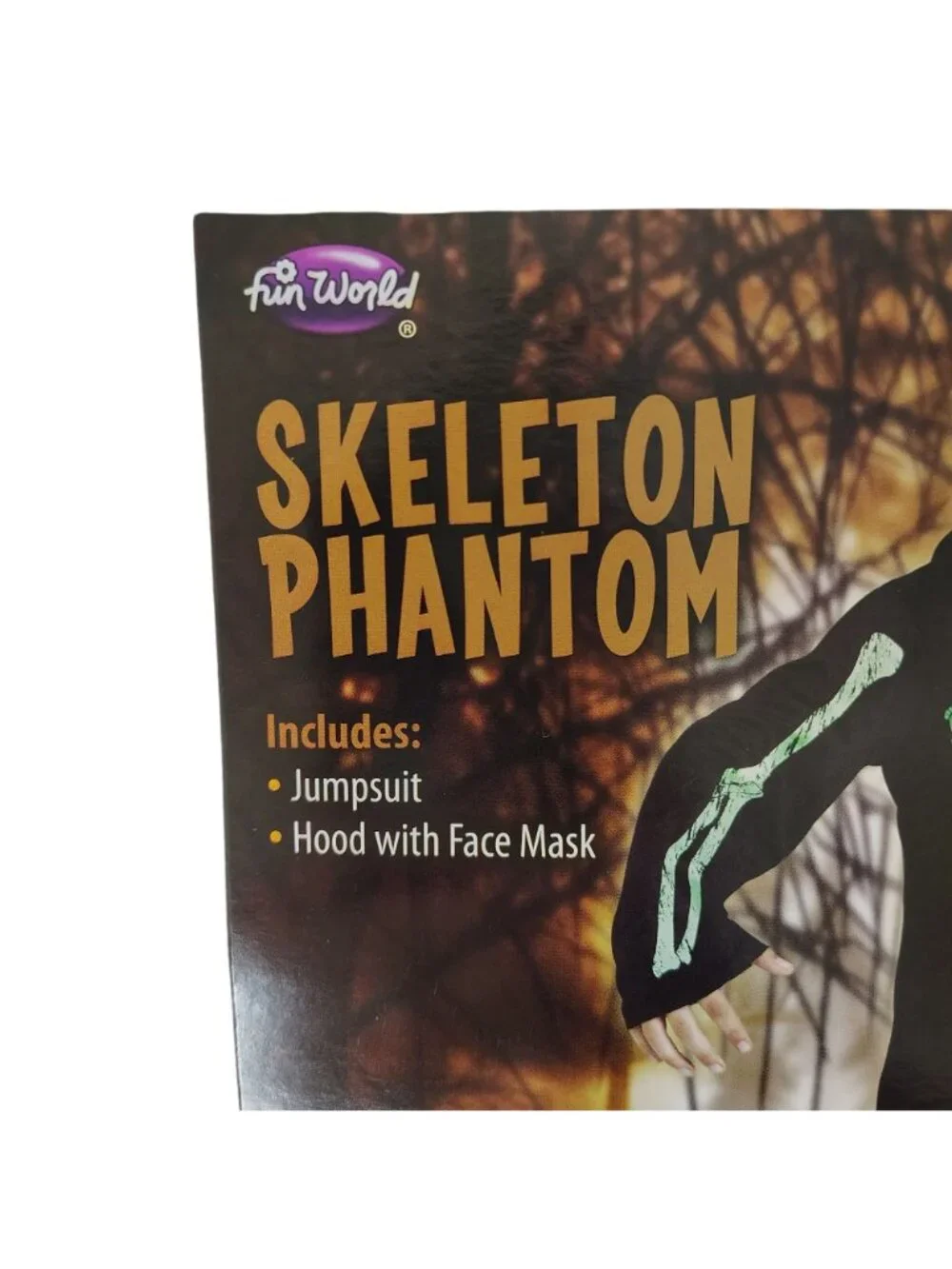 Boys S (6/7) Skeleton Phantom Jumpsuit Fun World Halloween Costume
